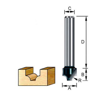 Фреза пазовая фасонная, каплевидная 19х32х11х8 мм; R=4 мм D-10970