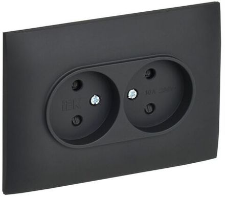 Розетка 2-м SKANDY 10А без заземл. защ. шторки в сборе SK-R09G графит IEK SK-R23-10-K53-F