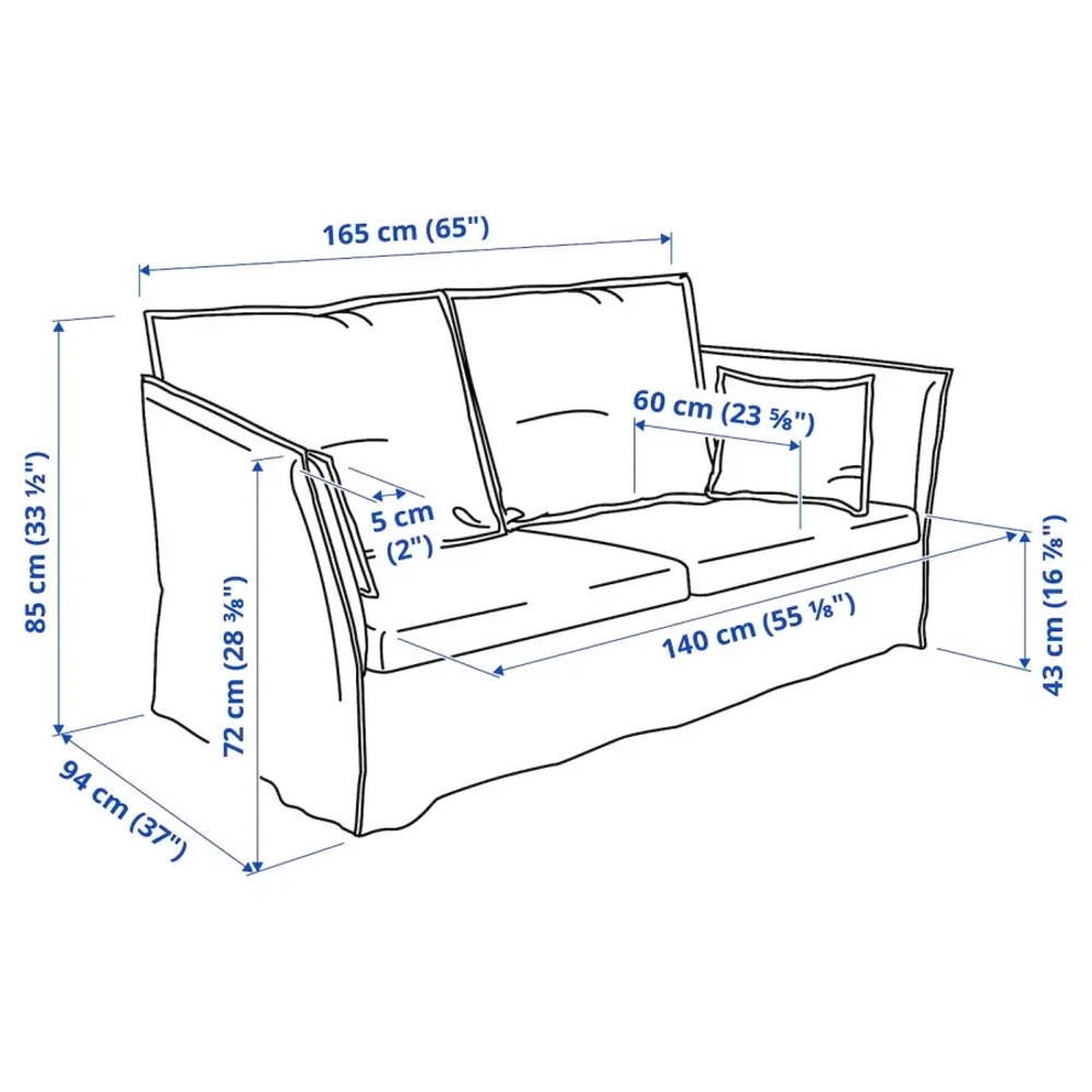 Диван 2-местный - IKEA BACKSÄLEN/BACKSALEN, 85х165 см, белый, ИКЕА