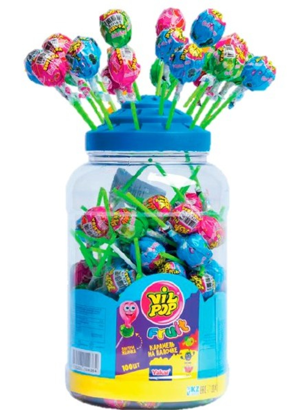 Карамель на палочке "Vil Pop Fruit", 16 г * 100 шт * 6 банок