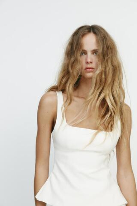 ZARA ТОП С БАНТОМ СЗАДИ, БЕЛЫЙ