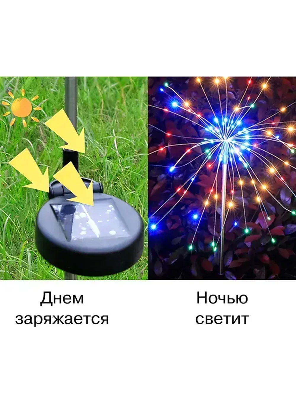 Уличный светильник на солнечной батарее 2шт "одуванчик", "фейерверк"