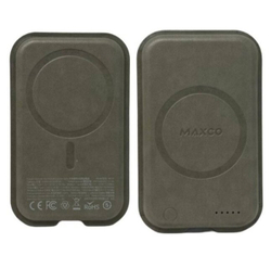 Внешний магнитный аккумулятор с беспроводной зарядкой Maxco Future Magnetic Two-Way, 5000 mAh, 15W, в коже Nappa, Серый
