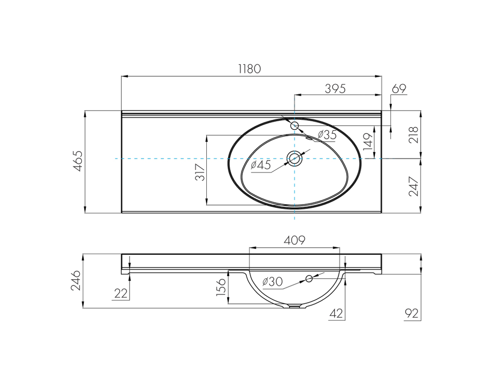 Раковина в ванную AQUATON Отель 3/120 правая