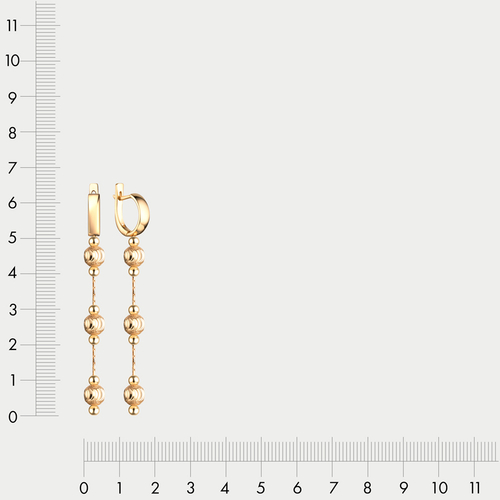 Длинные серьги женские из желтого золота 585 пробы без вставок (арт. 03609L)
