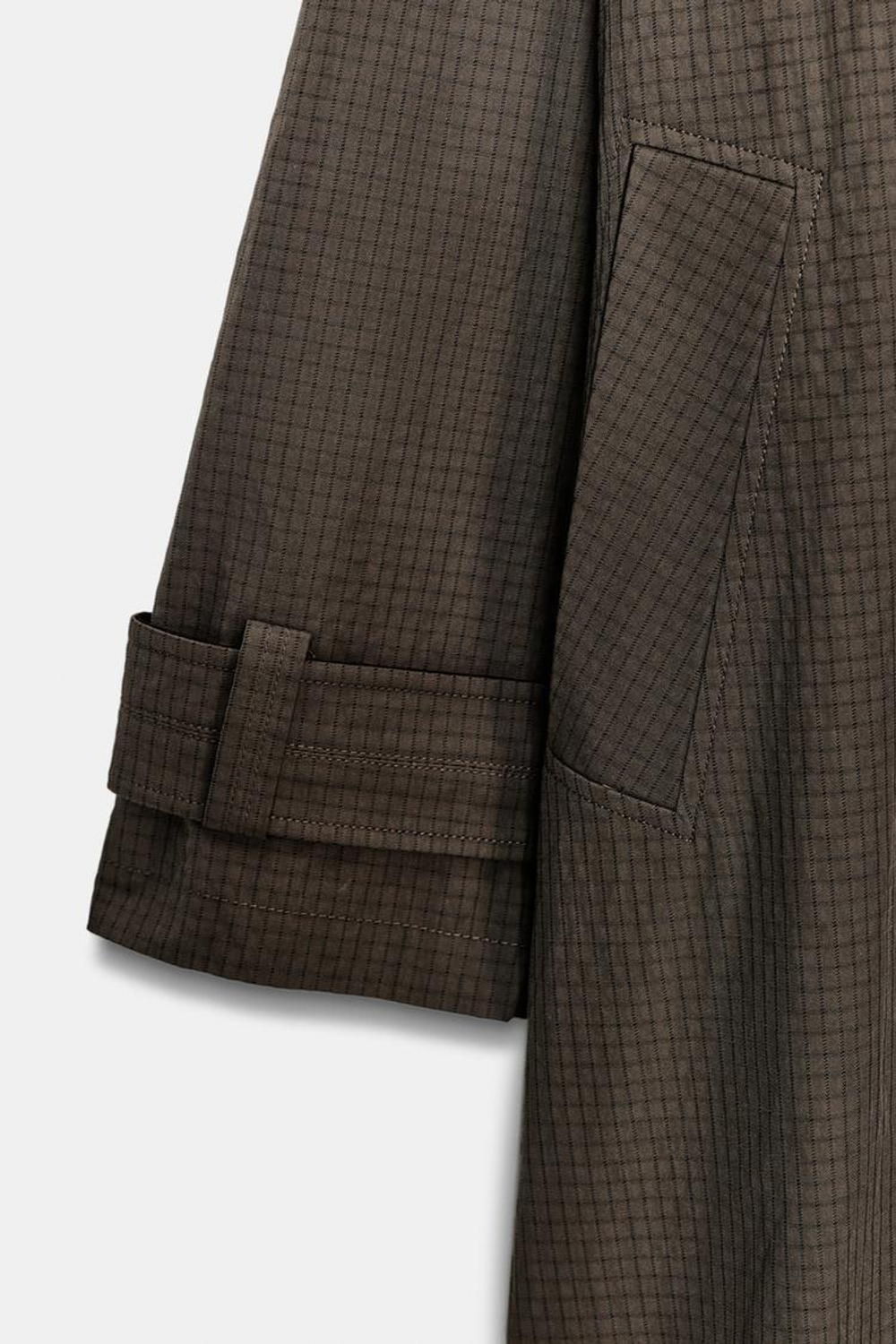 ZARA ТРЕНЧ ОВЕРСАЙЗ В КЛЕТКУ — ZW COLLECTION, ШОКОЛАДНЫЙ