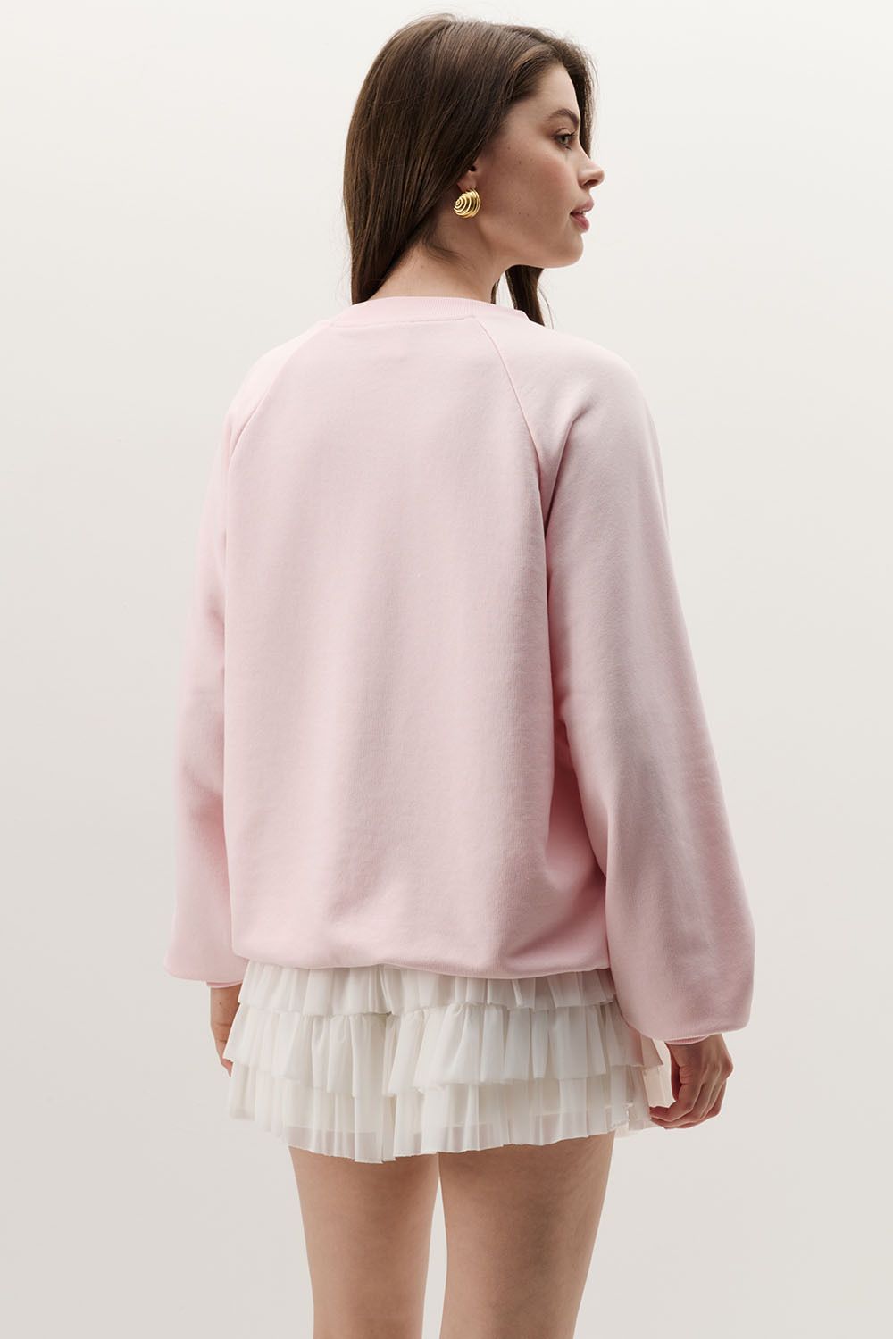 Свитшот с V-образным вырезом нежно-розового цвета