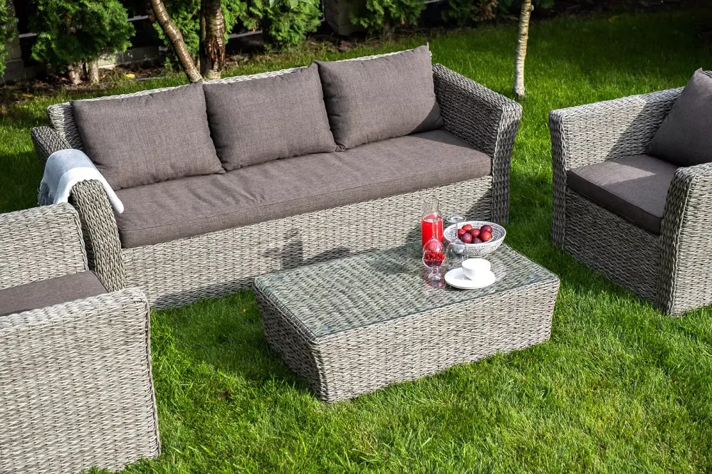 "Капучино" лаунж-зона из искусственного ротанга (гиацинт), цвет серый