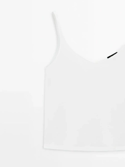 Massimo Dutti Топ из 100% хлопка с бретелями, белый