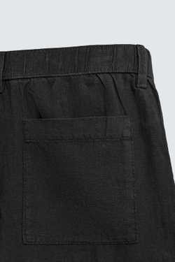 ZARA ШОРТЫ RELAXED FIT ИЗ 100% ЛЬНА, ЧЕРНЫЙ