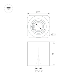 Светильник SP-ACENTO-S95x95-10W Warm3000 (BK, 20-45 deg, 230V) (Arlight, IP20 Металл, 5 лет) 055747