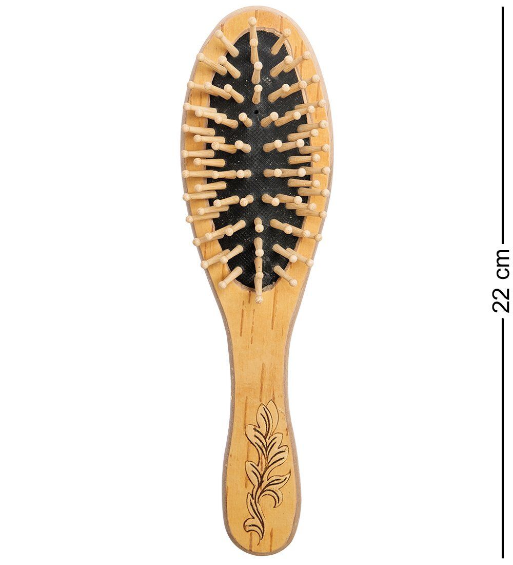 Народные промыслы BST-327/6 Массажная расческа деревянная «Вьюнок» (береста)