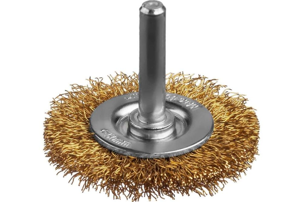 Щетка дисковая для дрели MIRAX, витая латунир. стальн.проволока 0,3мм, 50мм