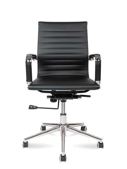 Кресло офисное Норден / Техно LB / черная экокожа / хром