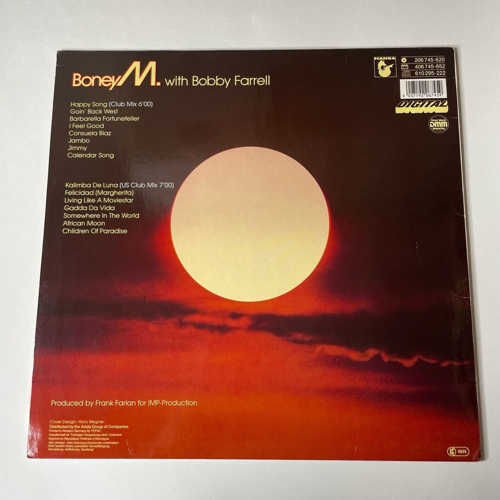Винтажная виниловая пластинка LP Boney M. Kalimba De Luna 16 Happy Songs (Germany 1984)