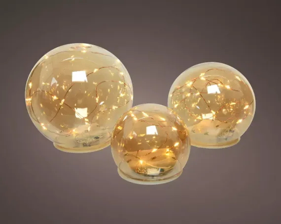 Набор светильников Янтарные капли, 3 шт, на батарейках, янтарный, Kaemingk (486155)