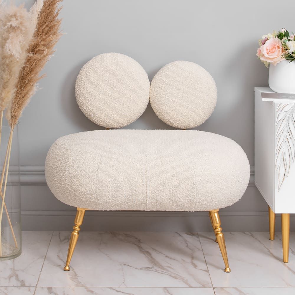 Банкетка Французик Золото Букле Белый