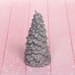 Свеча новогодняя «Сказочная ёлочка» 5,5х10 см, серебро