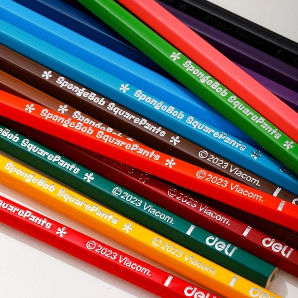 Карандаши цветные Deli "SpongeBob", 18 цветов, дерево, картон