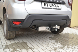 Фаркоп PT GROUP /съемный квадрат/ с нержавеющей накладкой для RENAULT Duster 2021-(паспорт и сертификат в комплекте)(без электрики) арт.RDU-21-991124.00