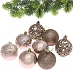 Новогодние шары 8 см (набор 24 шт) «Фактурный микс», шампань