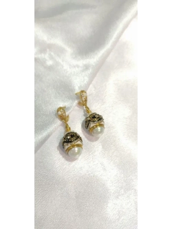 Ювелирные серьги серебро 925 стразы жемчуг майорика эмаль