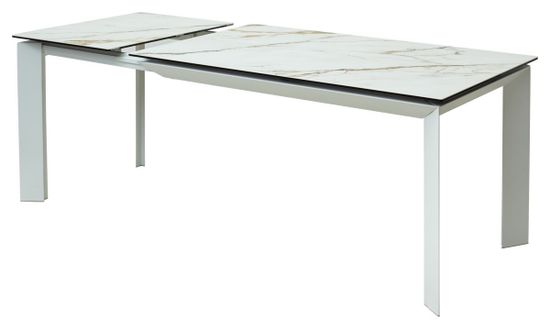 Стол CREMONA 140 KL-188 Контрастный мрамор / белый каркас