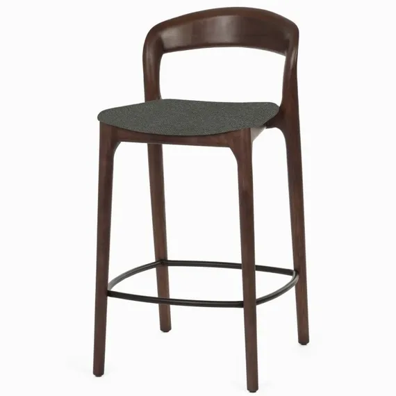 Полубарный стул Esse 65 см, черный, тёмно-серая обивка