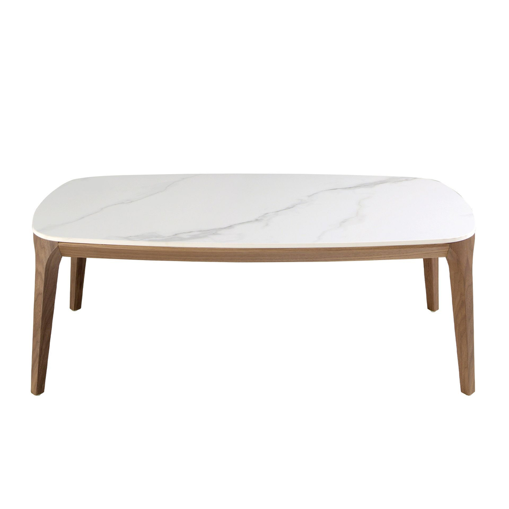 Овальный столик 2132/CT933 из керамики и ореха