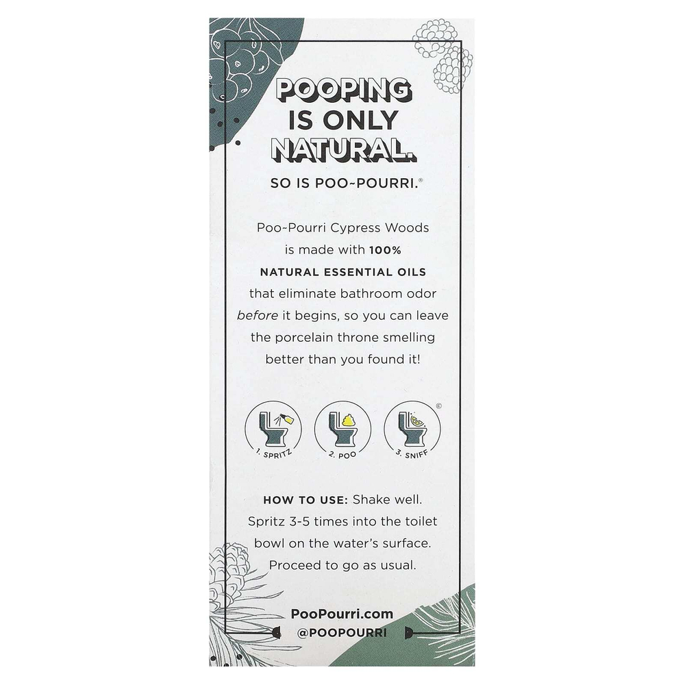 Poo-Pourri, Before-You-Go®, спрей-освежитель для туалета, кипарис, 59 мл (2 унции)