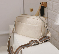 Сумка женская кожаная через плечо кросс-боди, бежевый