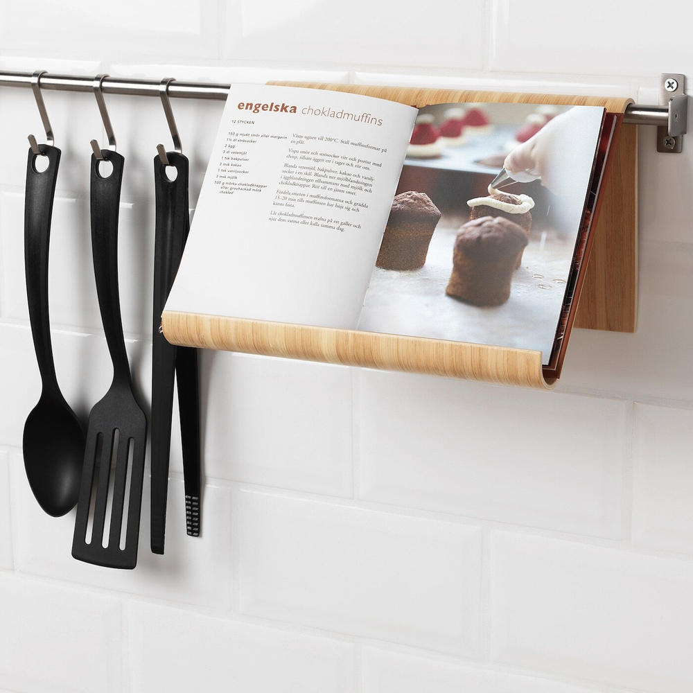 IKEA VIVALLA  (ИКЕА ВИВАЛЛА)  -  Подставка для планшета, бамбуковый шпон, 26x17 см