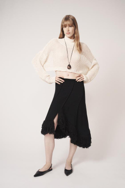 ZARA ЮБКА АСИММЕТРИЧНОГО КРОЯ С БАХРОМОЙ — THE ITEM, ЧЕРНЫЙ