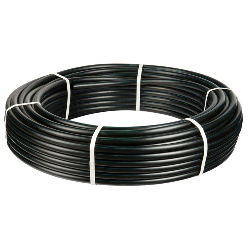 Труба ПНД 20х2,0 SDR11 черная с синей полосой, питьевая (200)