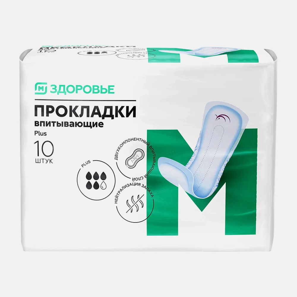 Прокладки М Здоровье урологические Plus 10шт