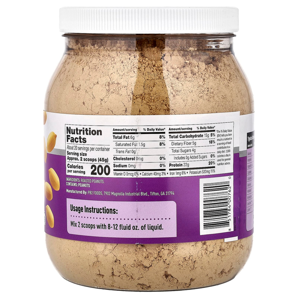 PB2 Foods, Performance, чистый растительный порошок из арахисового протеина, 907 г (2 фунта)
