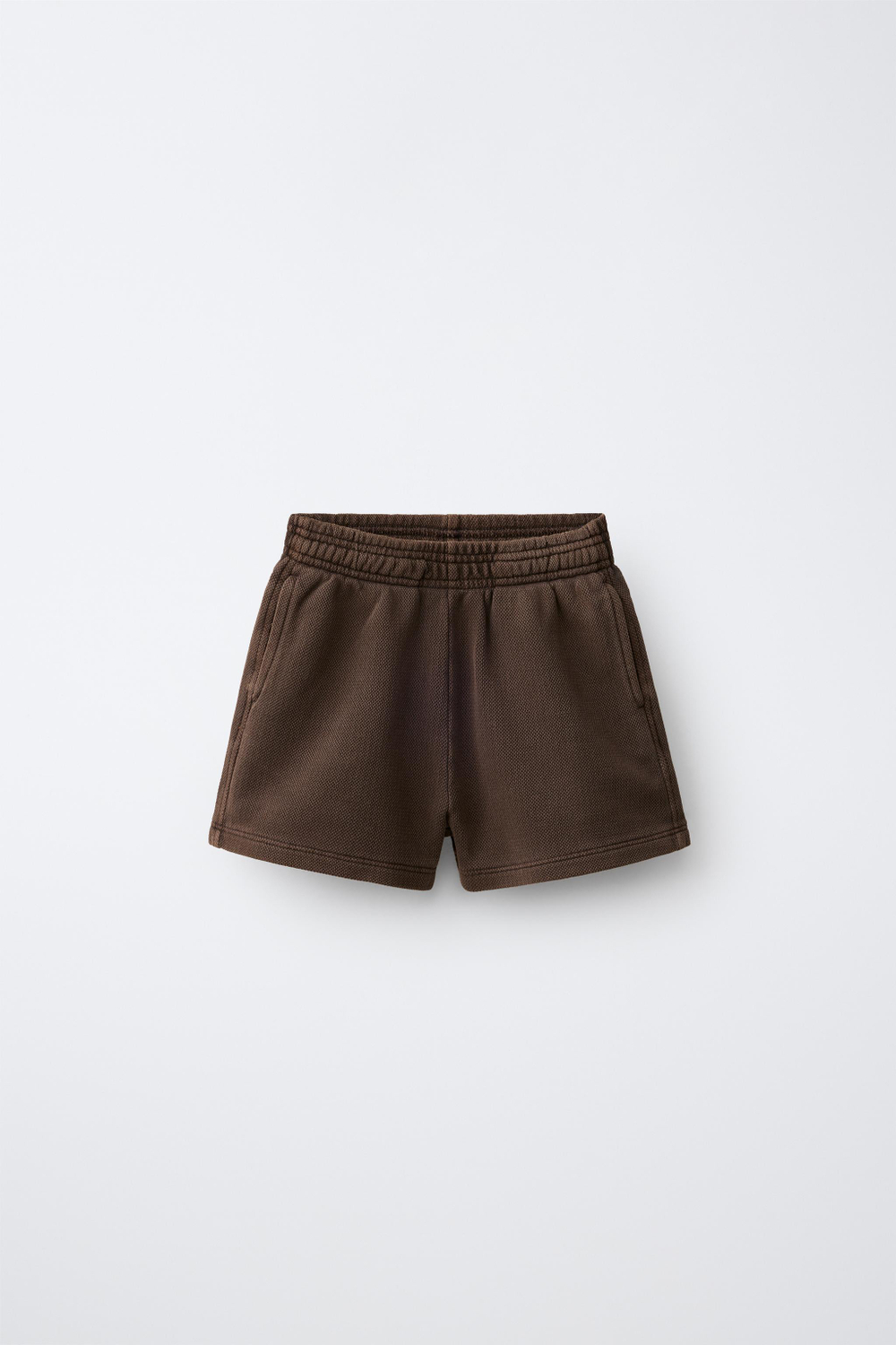 ZARA ОДНОТОННЫЕ ШОРТЫ ИЗ ТКАНИ ПИКЕ, КОРИЧНЕВЫЙ