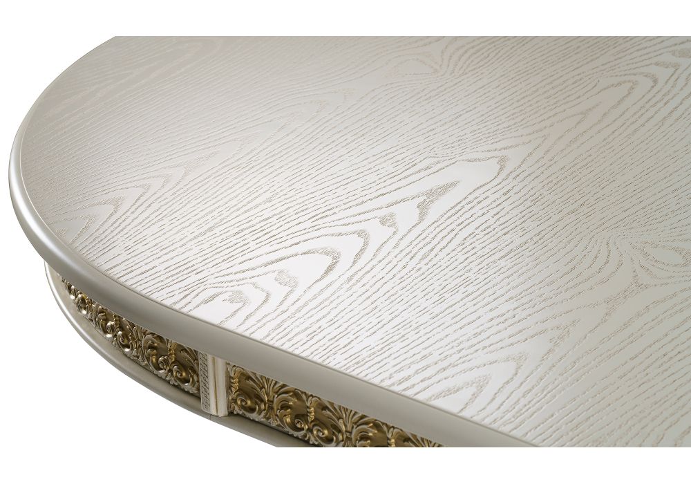 Деревянный стол Кассиль 260(330)х110х77 слоновая кость с золотой патиной