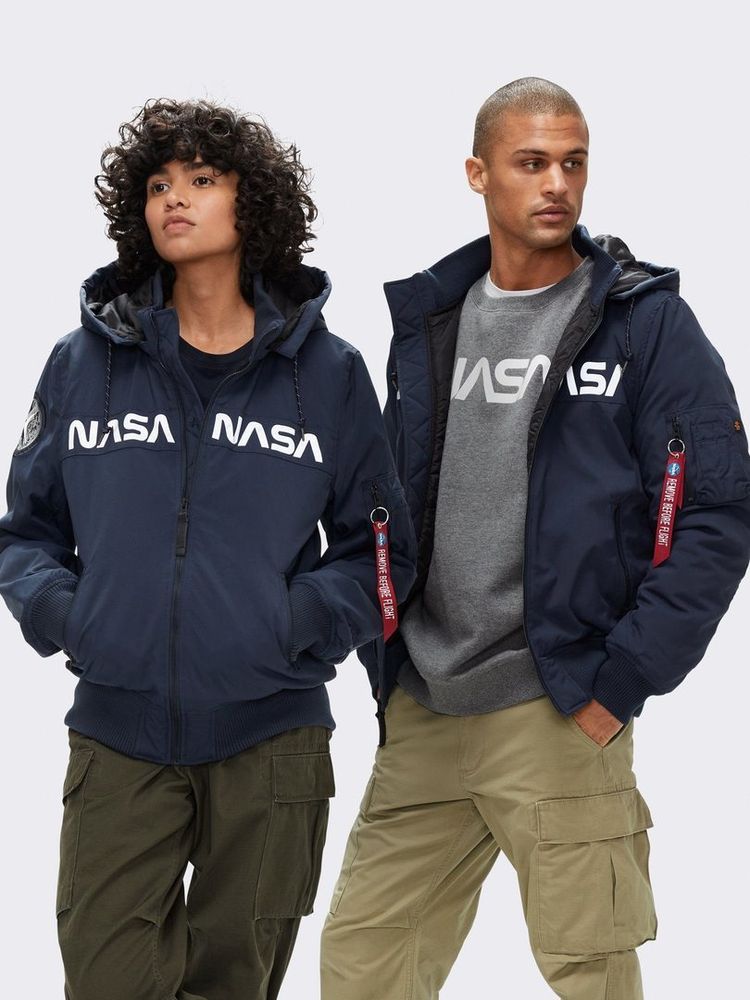 Куртка Alpha Industries MA-1 Hooded NASA II Blue (Синяя)