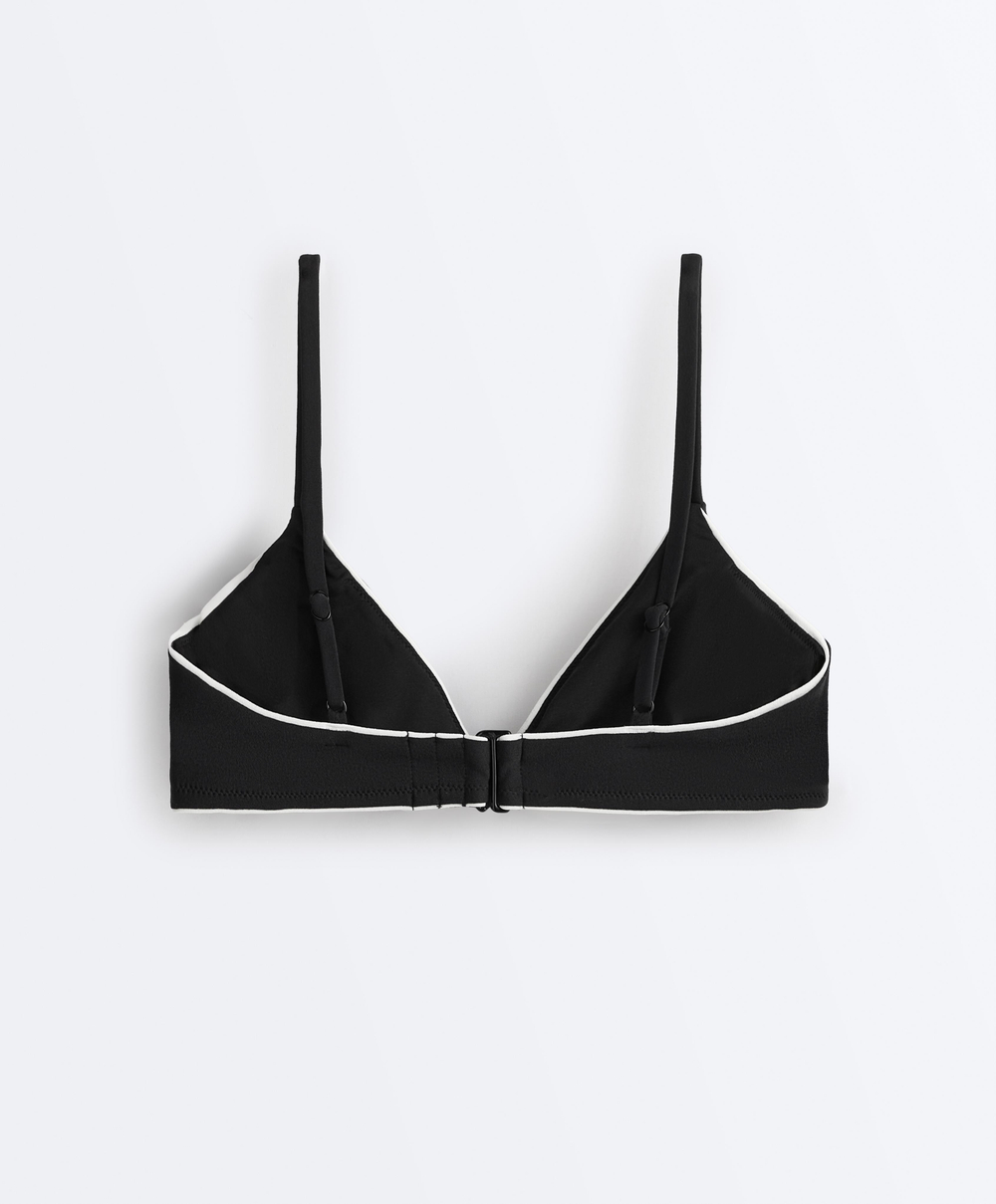 OYSHO Топ-бикини с треугольными чашечками и бантом, черный