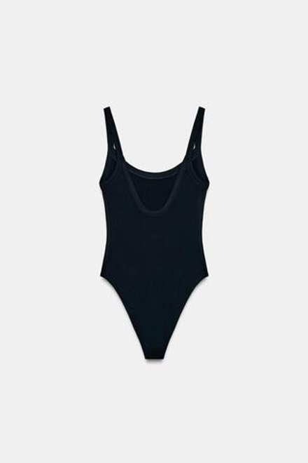 ZARA БОДИ ИЗ ХЛОПКА НА БРЕТЕЛЯХ, МОРСКОЙ СИНИЙ