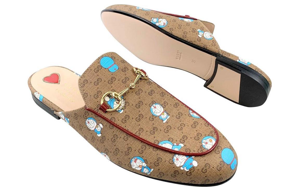 Doraemon x GUCCI Princetown Casual Shoes Women"s Brown