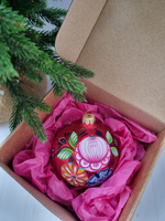 Шар стеклянный "Городецкая роспись" цветы, ручная работа