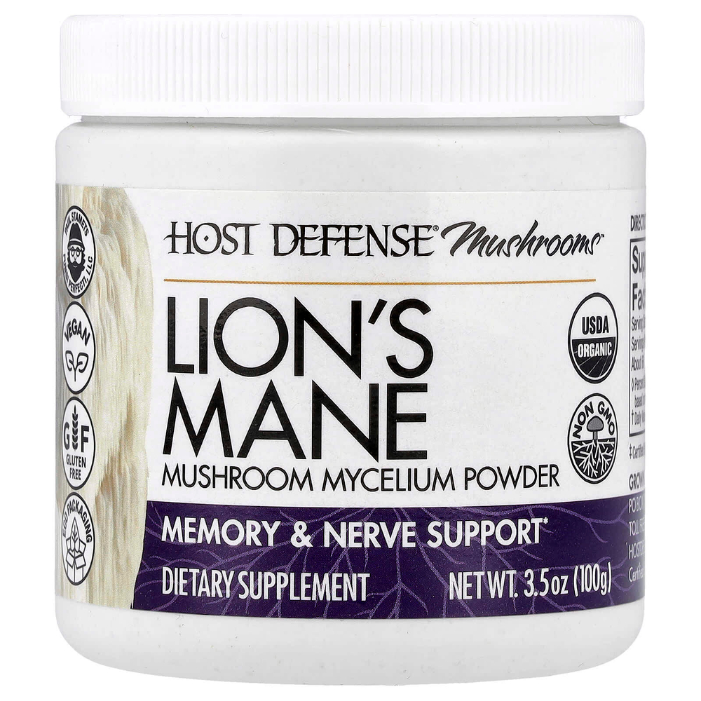 Host Defense, Host Defense® Mushrooms™, ежовик гребенчатый, порошок грибного мицелия, 100 г (3,5 унции)