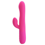 Розовый вибратор Douglas с клиторальным отростком и функцией расширения - 24,9 см. (Цвет: розовый)