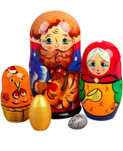 Матрешка "Сказка-Курочка Ряба" 5 кукольная. Высота самой большой куклы 15-18см