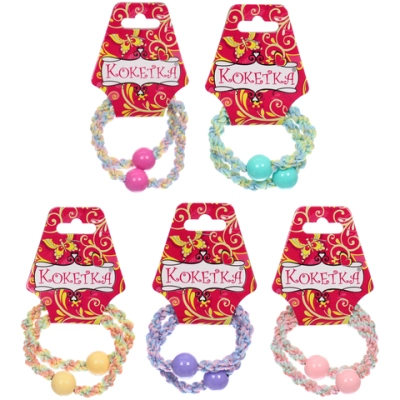 Резинки для волос 2шт «Грация», шарики, микс 6 цветов, d-5,5см