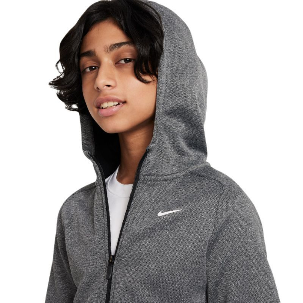 Кофта для мальчика теннисная Nike Therma-FIT Full-Zip Hoodie - black/white