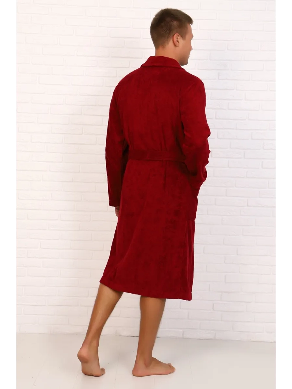 Халат мужской махровый "Элит" с воротником шалькой, цвет: 945-Бордовый