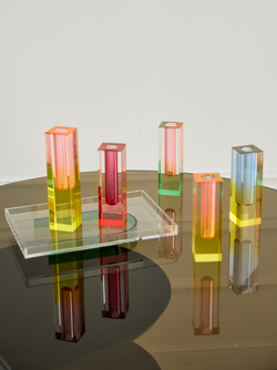 Ваза/Подсвечник из акрила 5 х 5 х 16 Оранжево-желтый